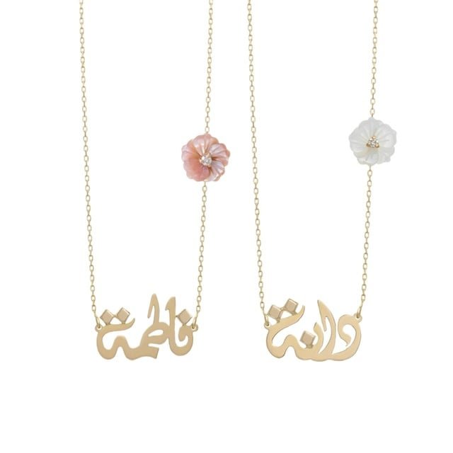 سلسال مع ورده صدف مطلي بذهب