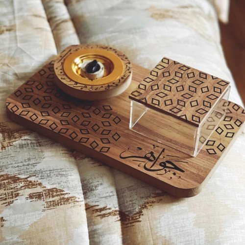 طقم مباخر خشب بالزخارف العربية المميزة